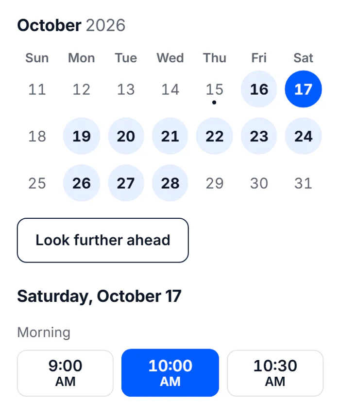 Choosing a day and time at a barbershop