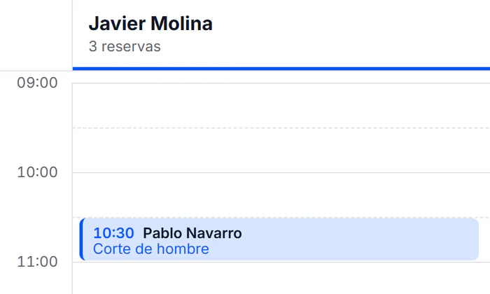 La agenda del día, con los horarios de cada profesional