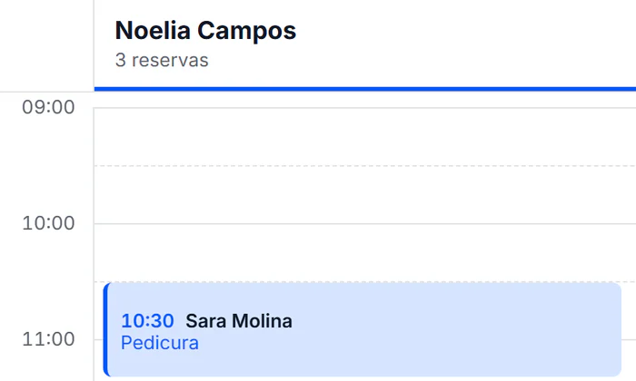 La agenda del día, con los horarios de cada profesional