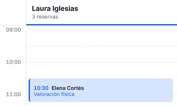 La agenda del día, con los horarios de cada profesional