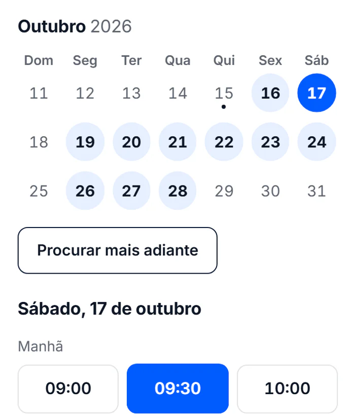 A escolha do dia e do horário para uma sessão