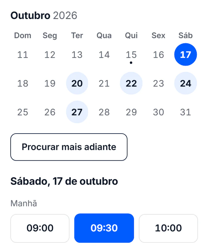 A escolha do dia e do horário para uma sessão