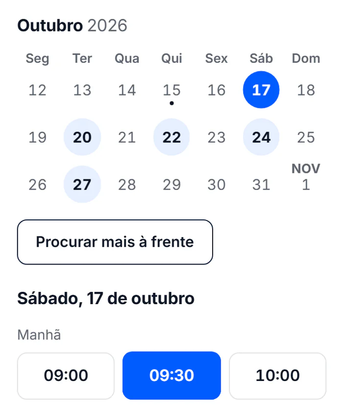 A escolha do dia e da hora para uma sessão